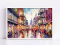 Vibrant French Quarter New Orleans Watercolor Digital Artwork