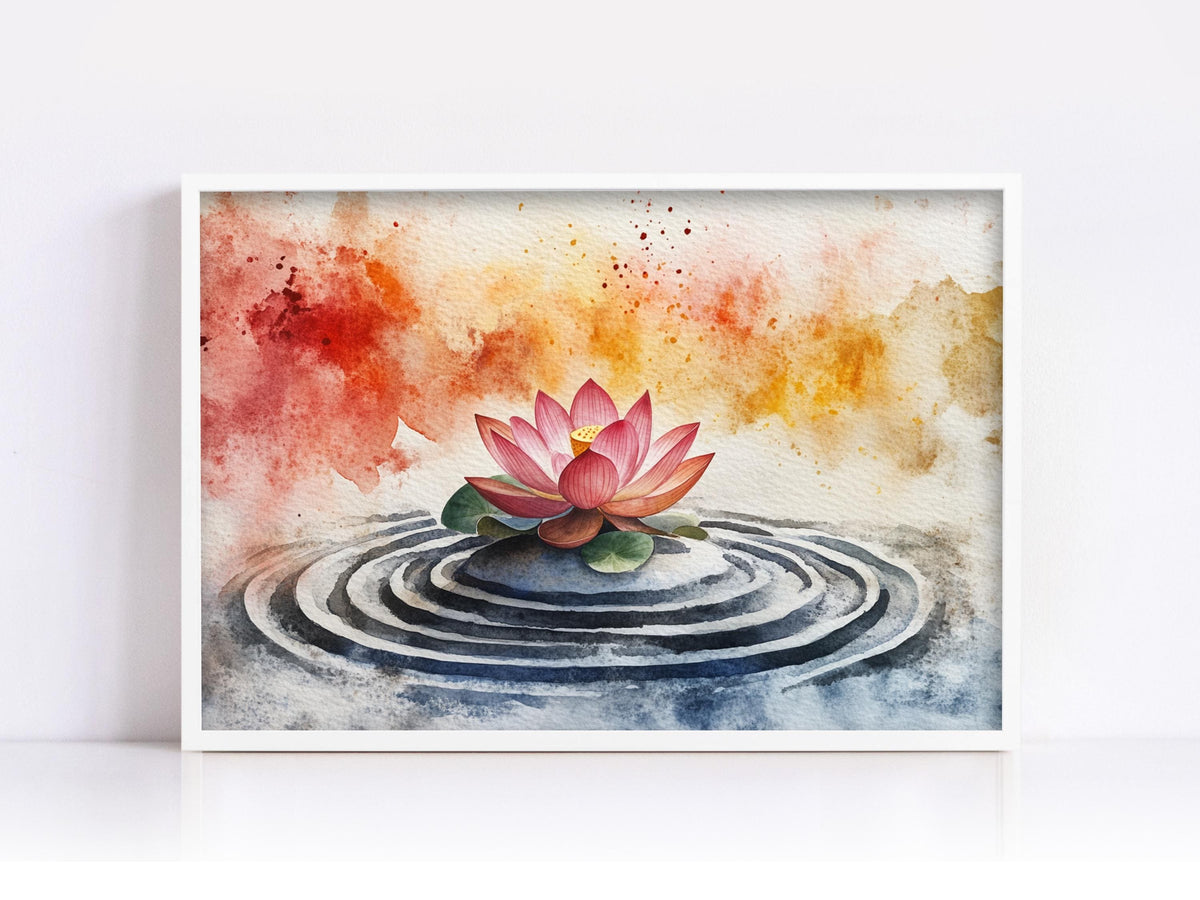 Zen Lotus Watercolor Digital Download