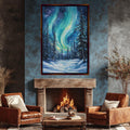 Northern Lights Winter Forest Digital Art