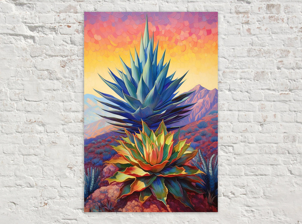 Vibrant Desert Agave Sunset Digital Artwork