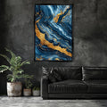 Blue and Gold Marble Abstract Digital Art
