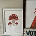 Minimalist Red Mushroom Botanical Digital Artwork