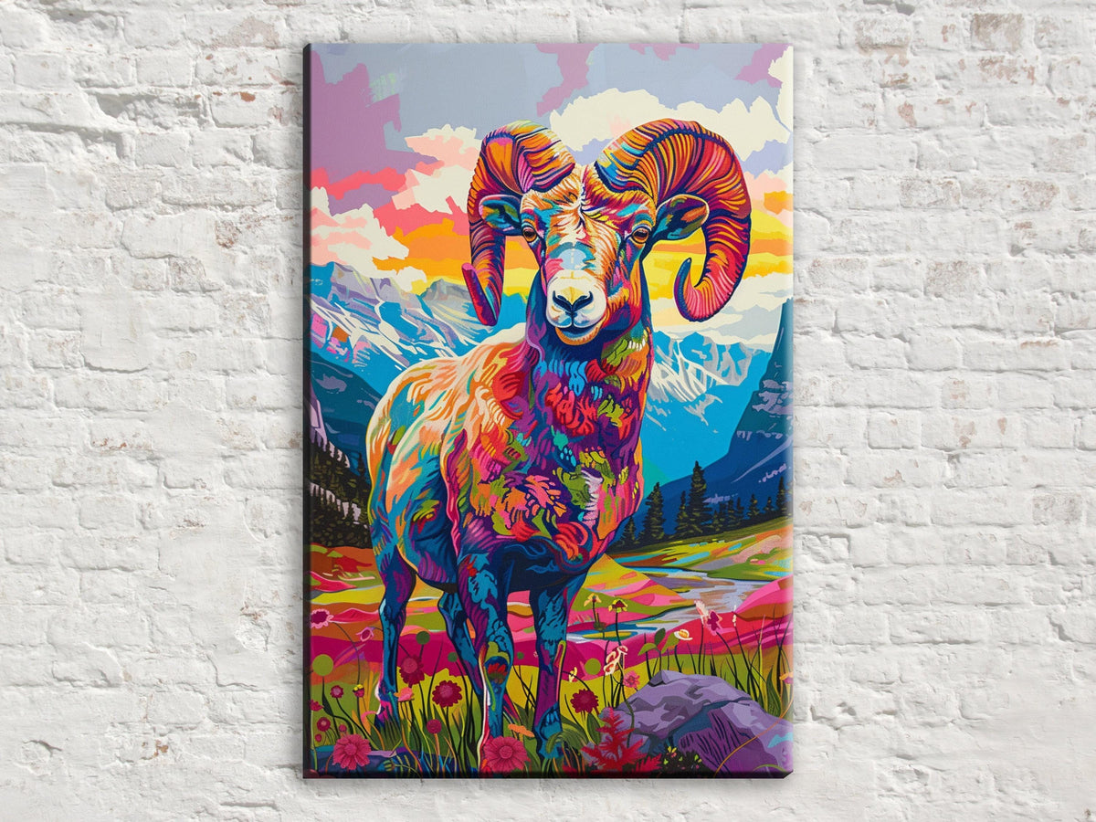 Vibrant Mountain Ram Digital Artwork