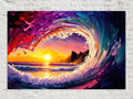 Vibrant Ocean Sunset Wave Digital Artwork