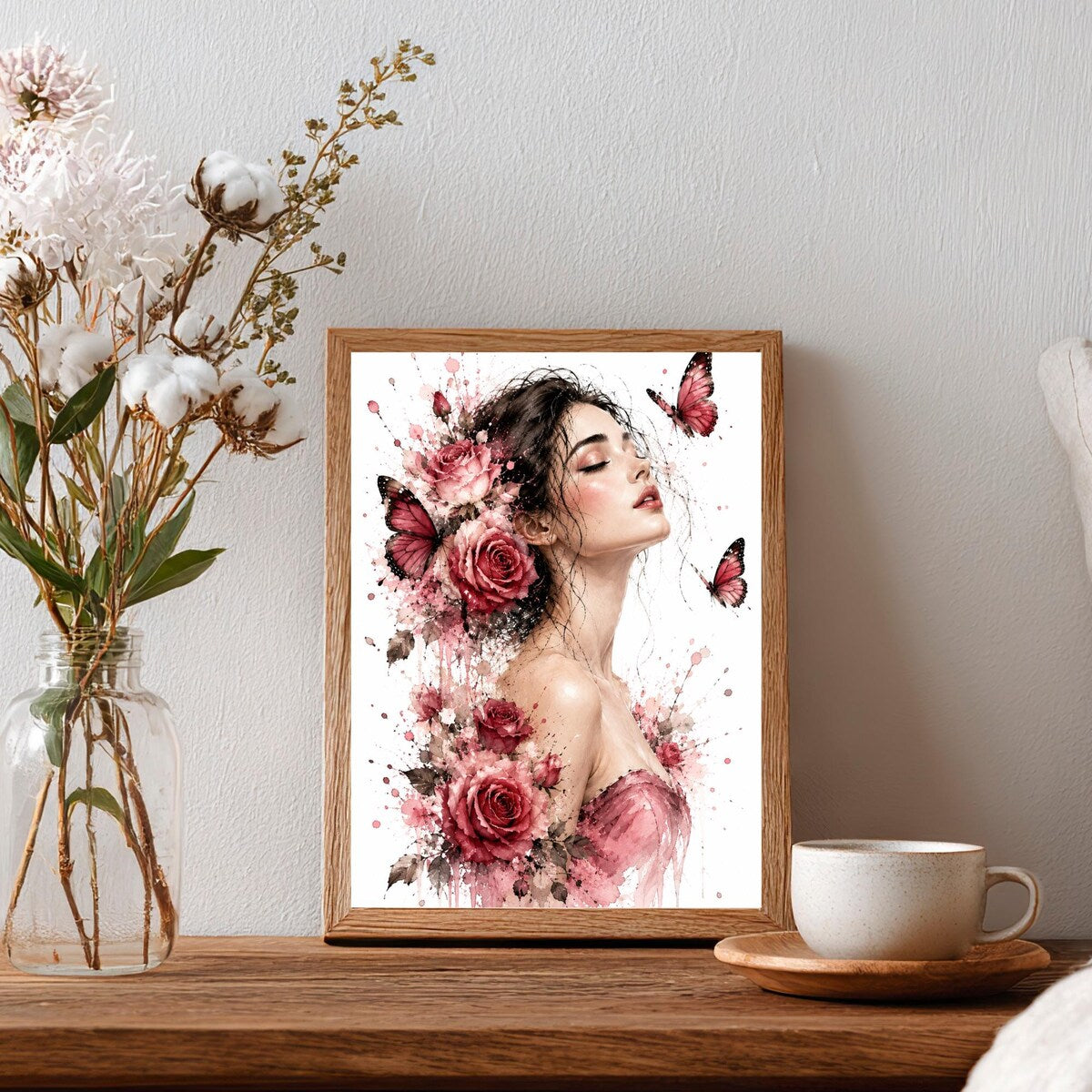 Ethereal Rose & Butterfly Digital Art