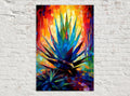 Vibrant Agave Desert Sunburst Digital Artwork
