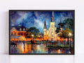 New Orleans French Quarter Night Watercolor Digital Art