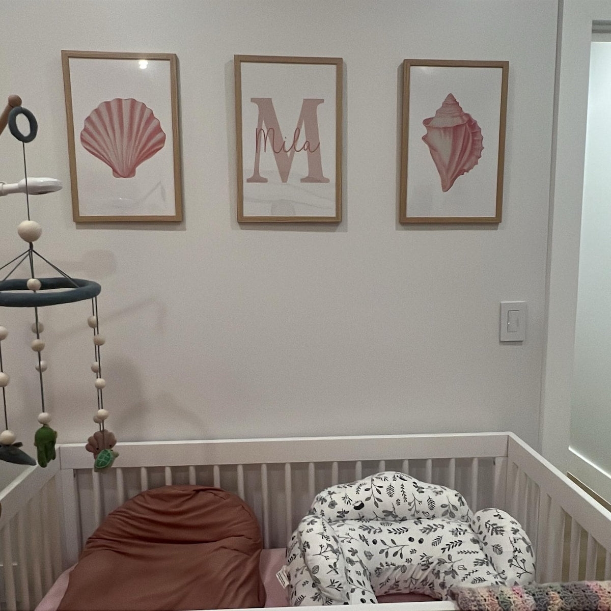 Pink Coastal Seashell Nursery Digital Art Trio Set