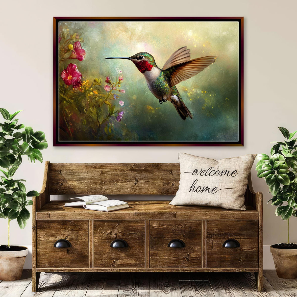 Vibrant Hummingbird Garden Digital Artwork