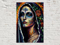 Vibrant Sugar Skull Woman Digital Art
