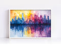 Vibrant Watercolor Skyline Digital Download