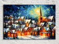 Moonlit Winter Village Digital Artwork