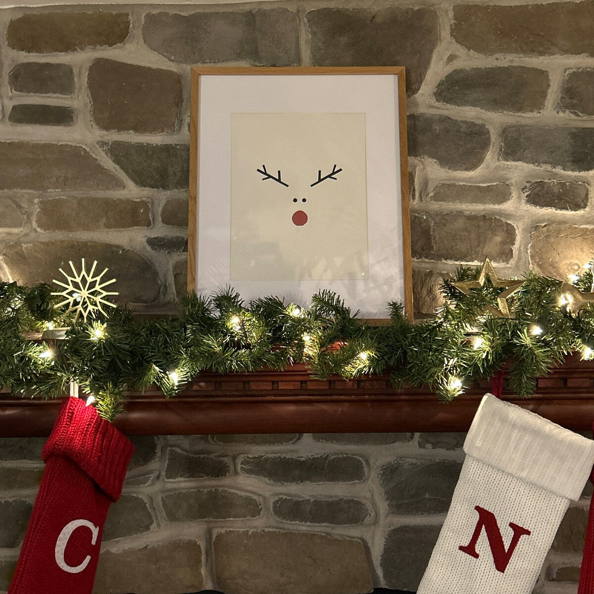 Minimalist Reindeer Digital Art Print