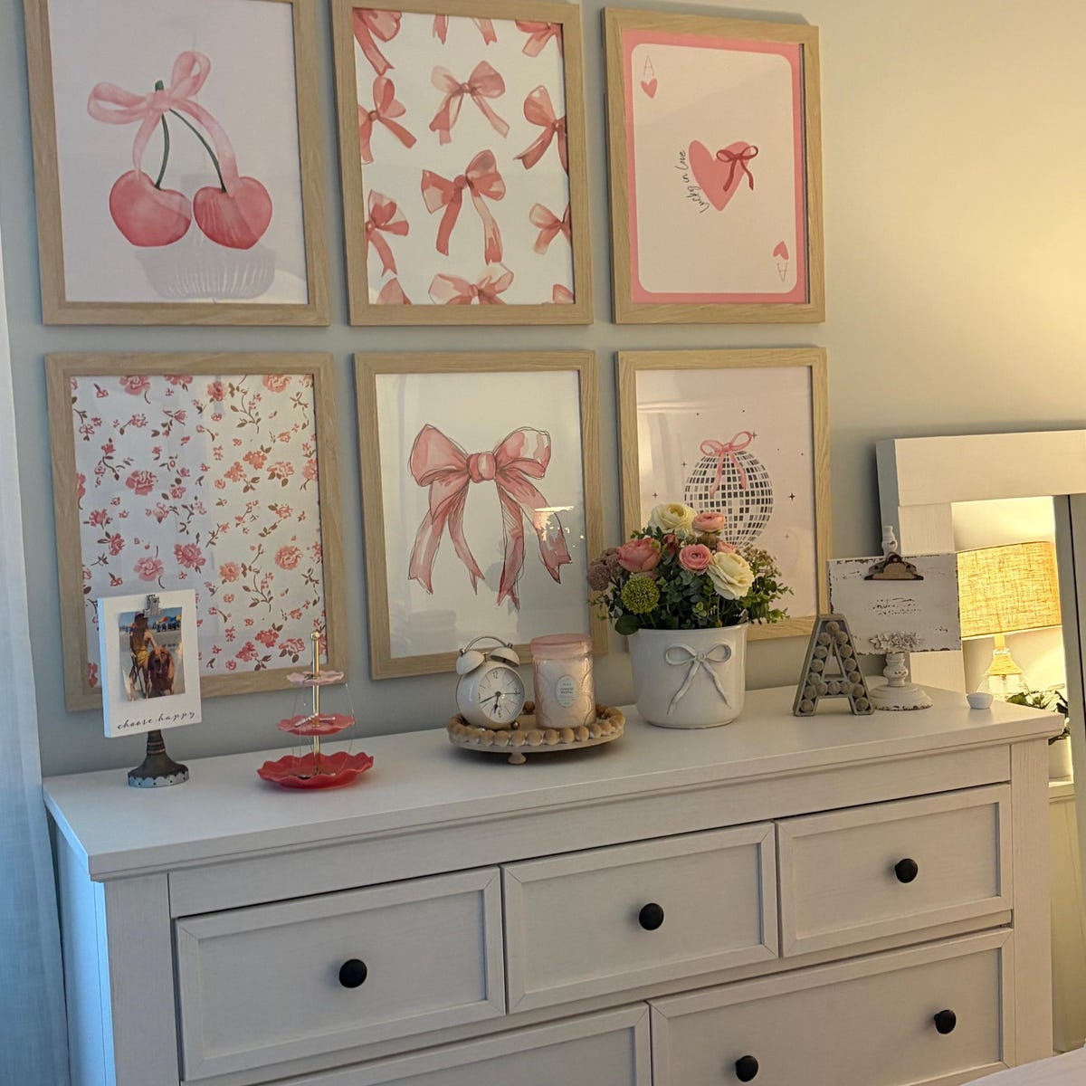 Coquette Pink Bow and Cherry Digital Art Gallery Set
