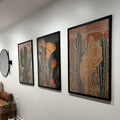 Boho Desert Cactus Triptych Digital Artwork