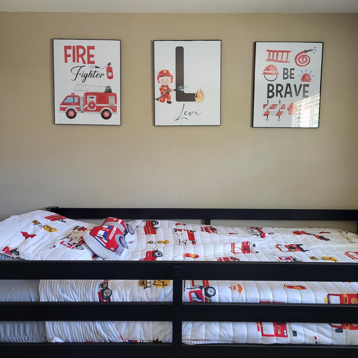 Firefighter Nursery Digital Wall Art Trio