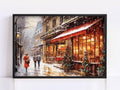 Snowy Parisian Cafe Winter Digital Artwork