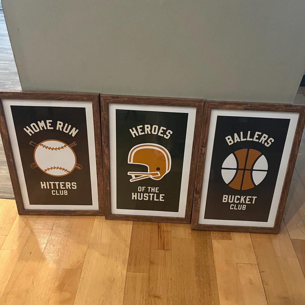 Vintage Sports Club Digital Art Prints Set of 3