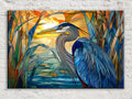 Stained Glass Heron Digital Artwork