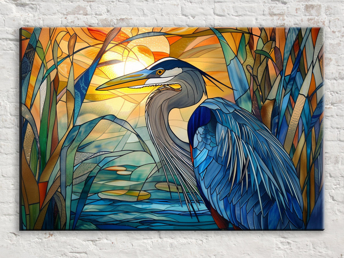 Stained Glass Heron Digital Artwork