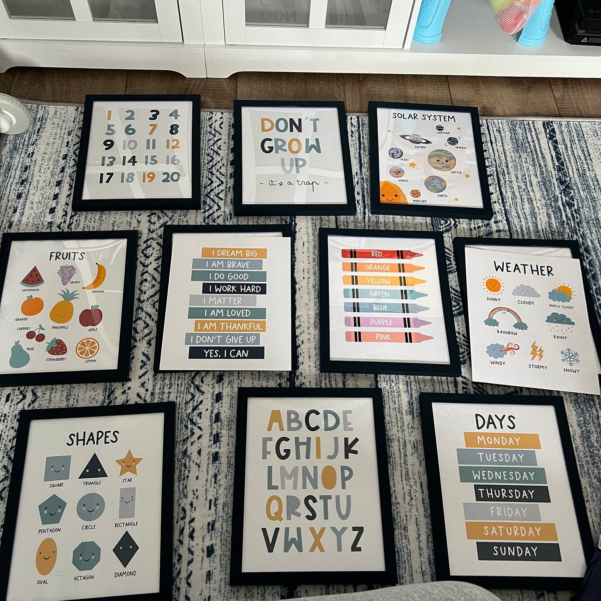 Educational Kids Room Nursery Wall Art Digital Bundle