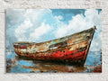 Rustic Coastal Boat Digital Artwork