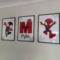 Spider Hero Personalized Digital Wall Art Trio