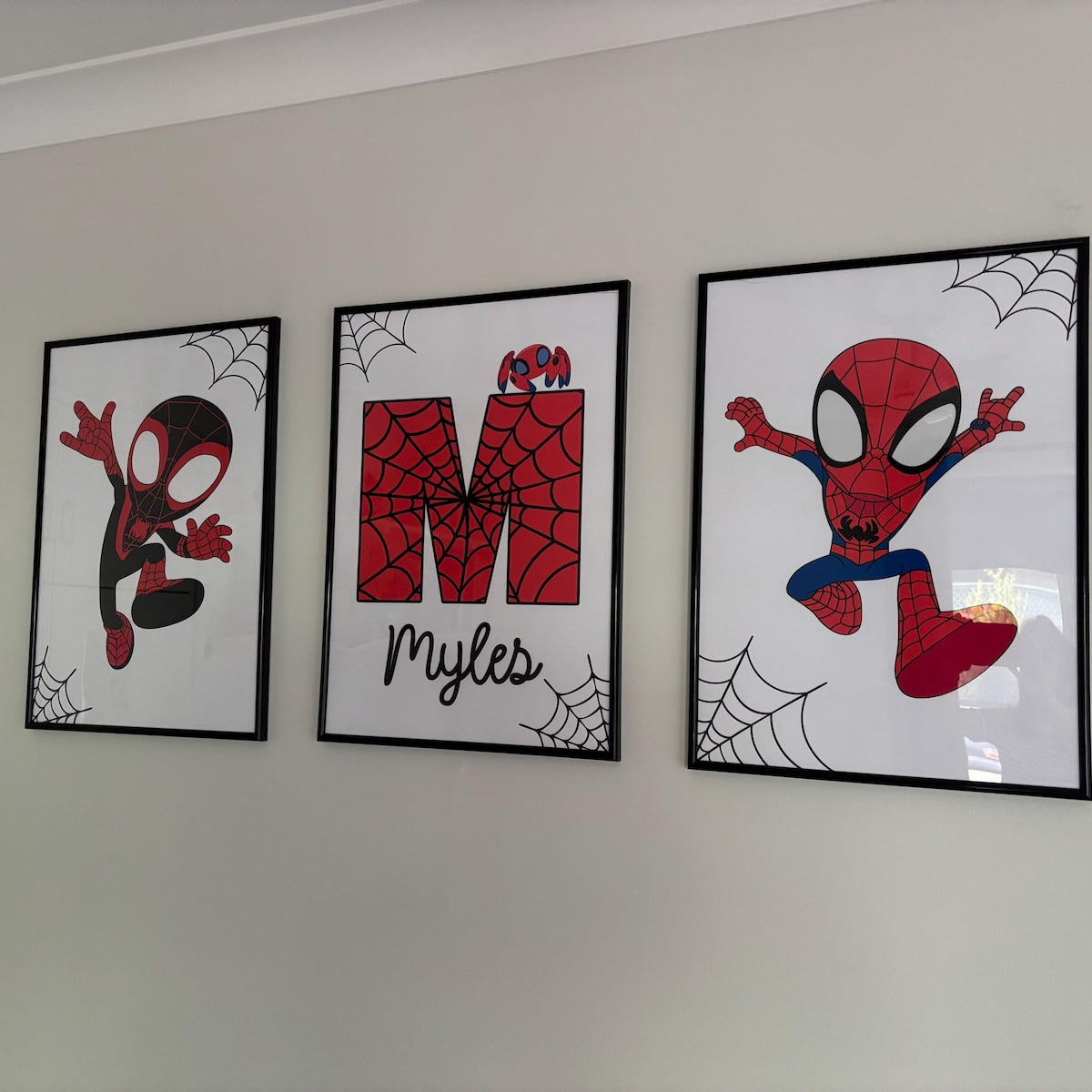 Spider Hero Personalized Digital Wall Art Trio