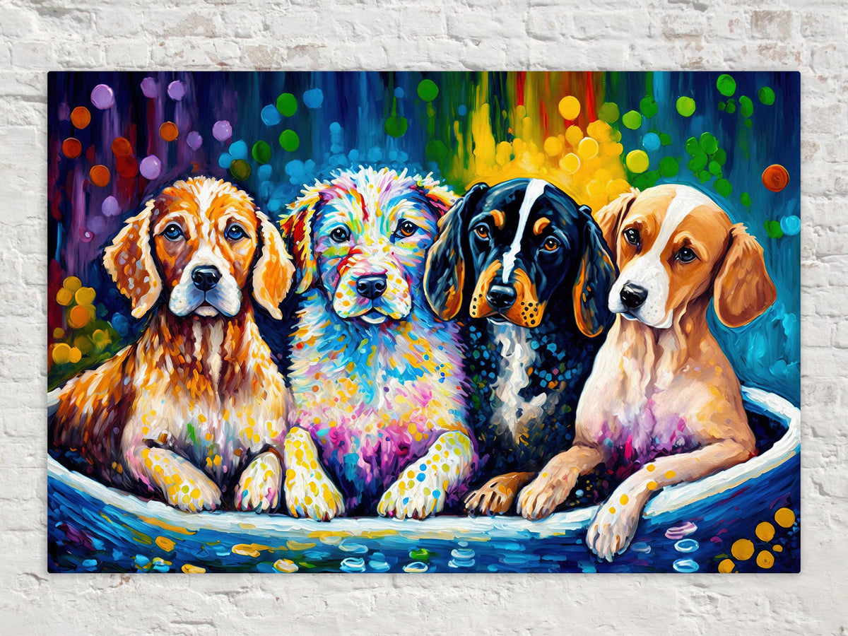 Vibrant Colorful Dogs Digital Artwork