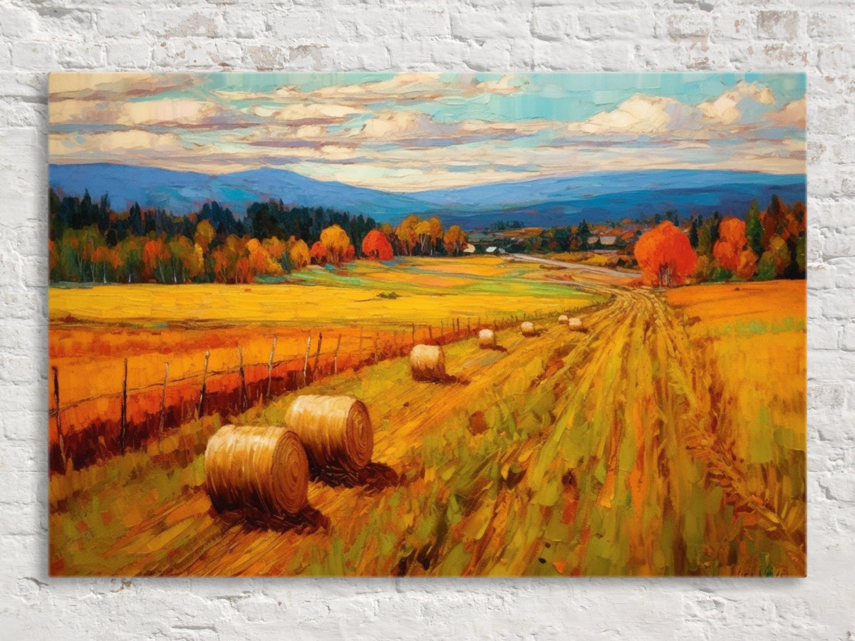 Golden Autumn Harvest Landscape Digital Artwork