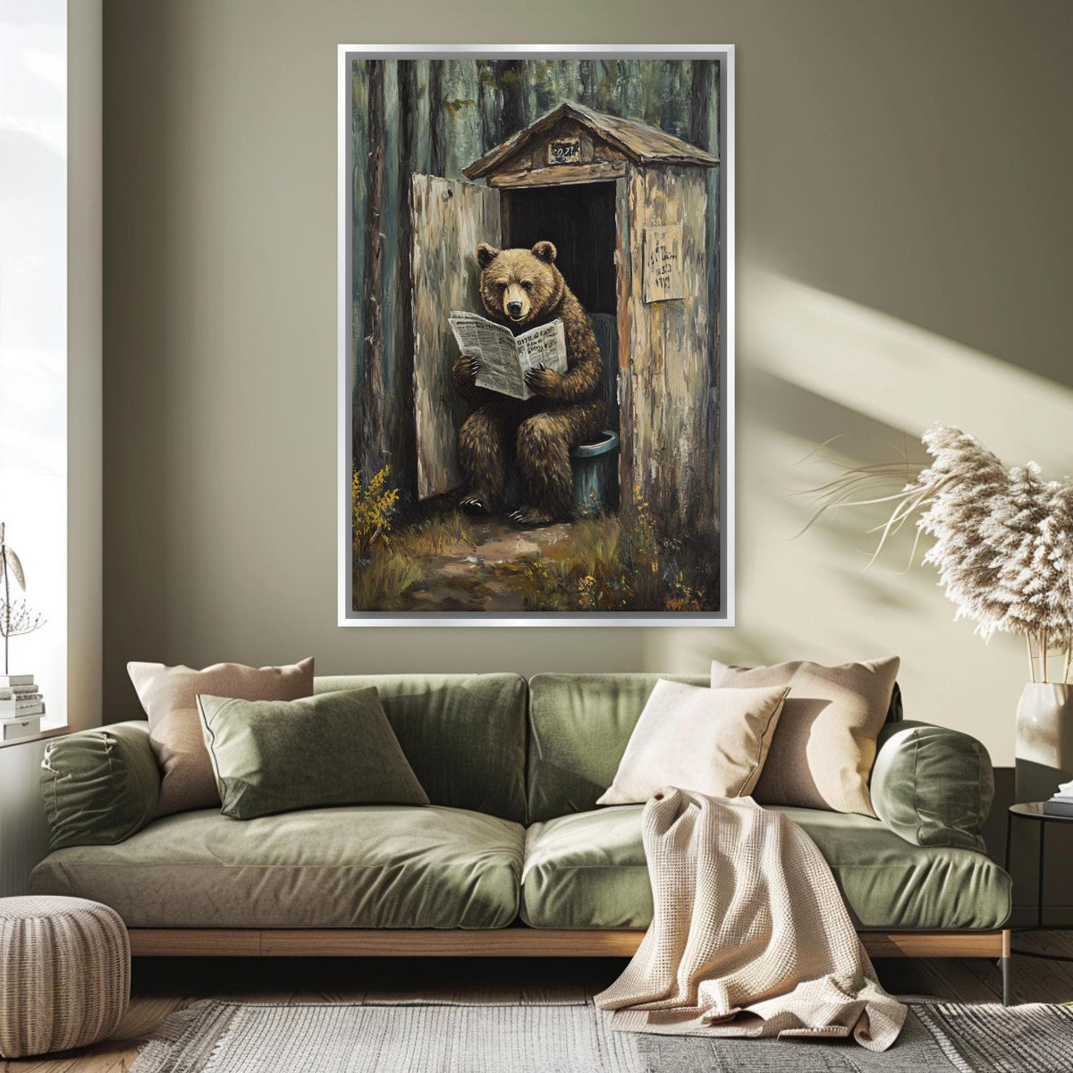 Funny Bear Reading Newspaper Digital Art