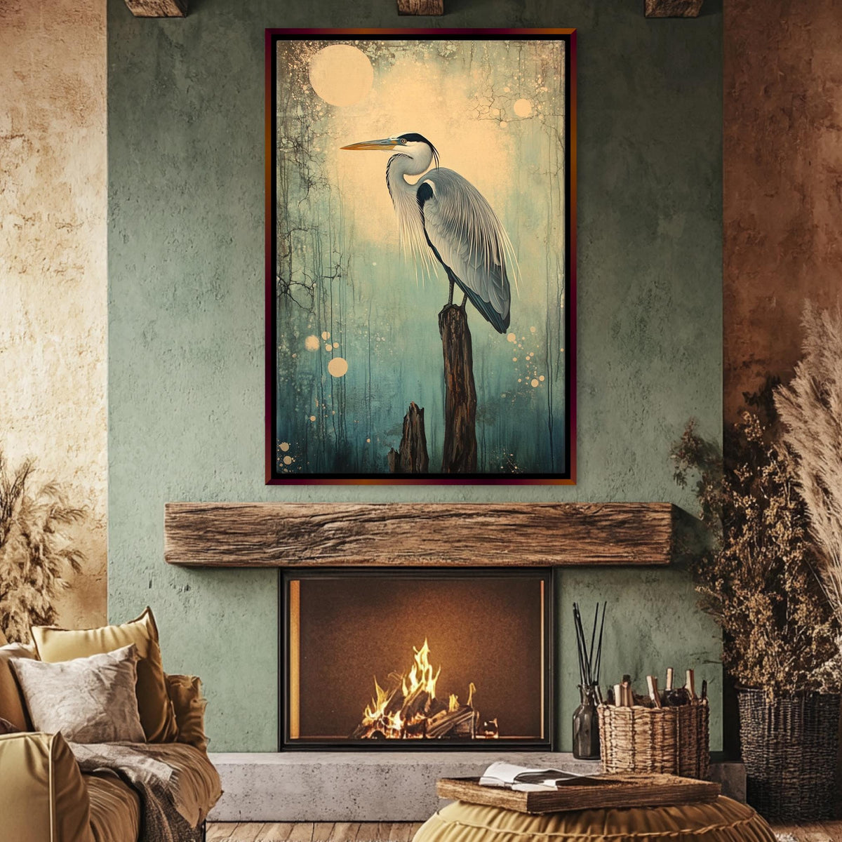 Ethereal Heron Digital Artwork