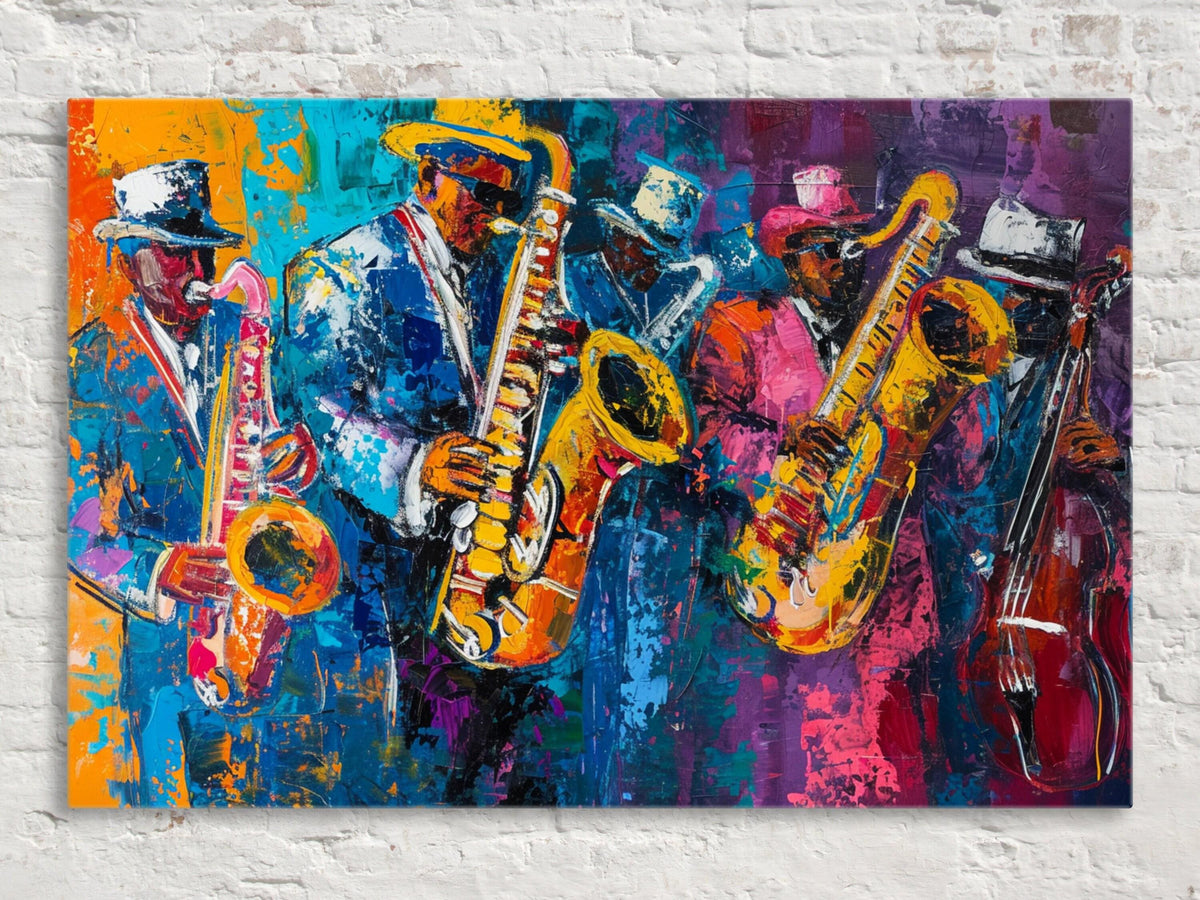 Vibrant Jazz Band Abstract High-Resolution Digital Artwork