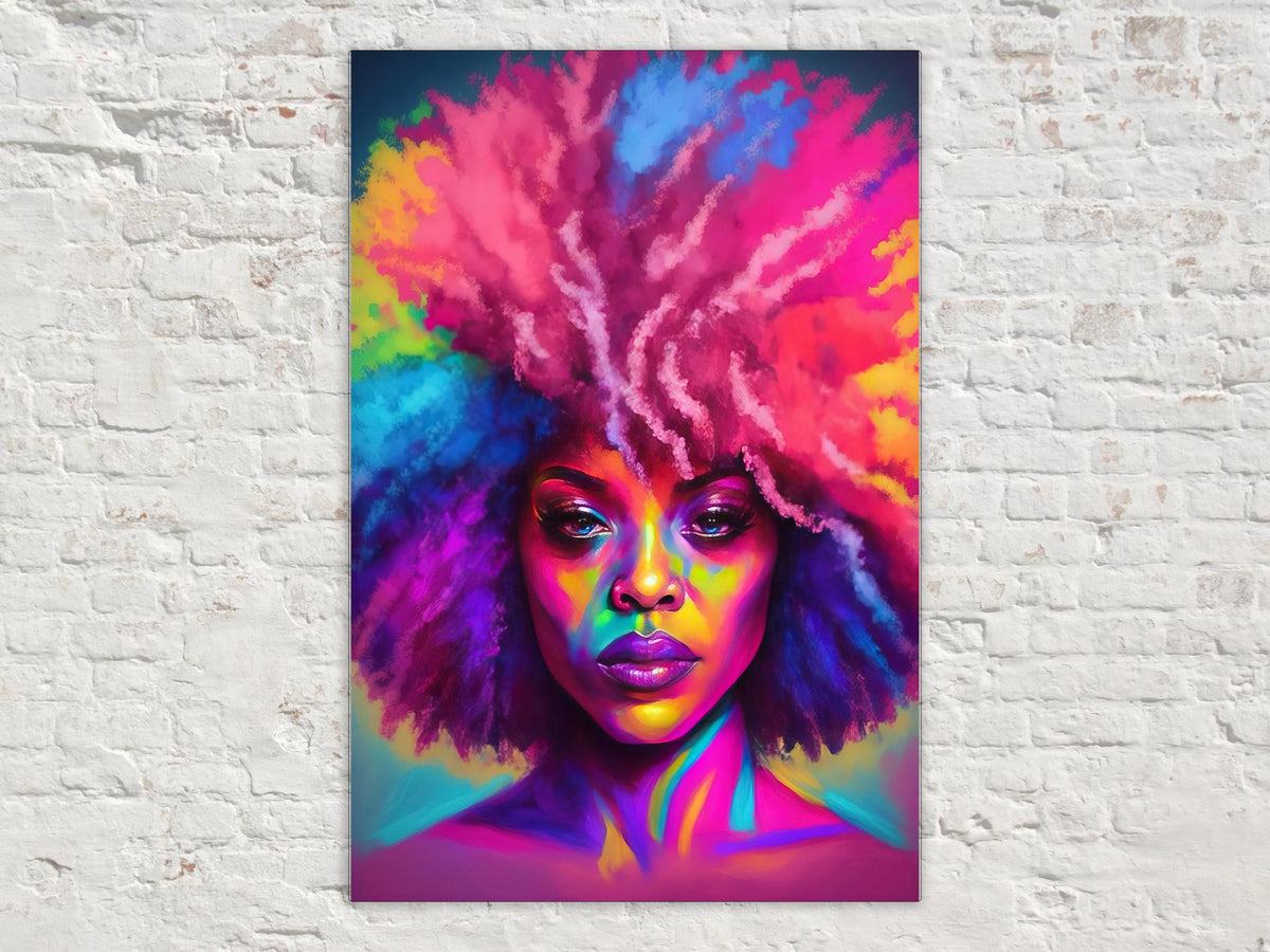 Neon Crown Afro Art Digital Download