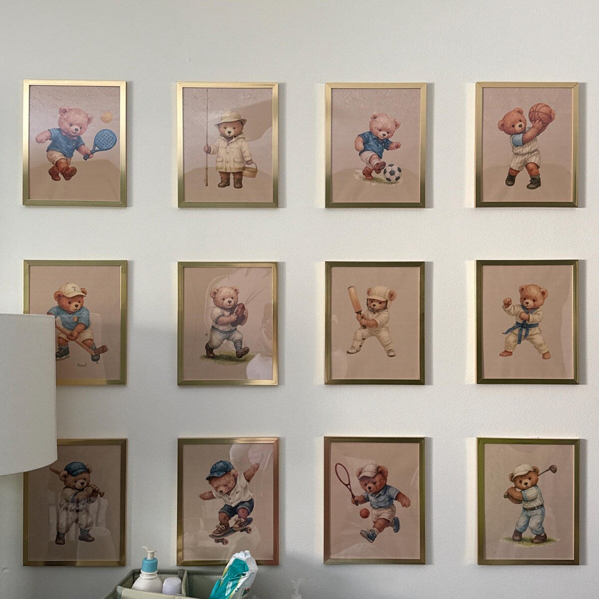 Vintage Athletic Teddy Bears Sports Digital Art Gallery Wall Set