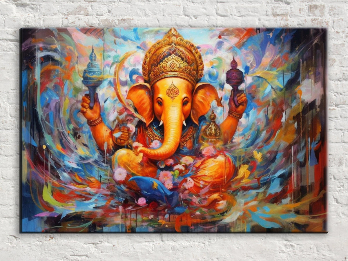 Vibrant Ganesha Abstract Digital Artwork