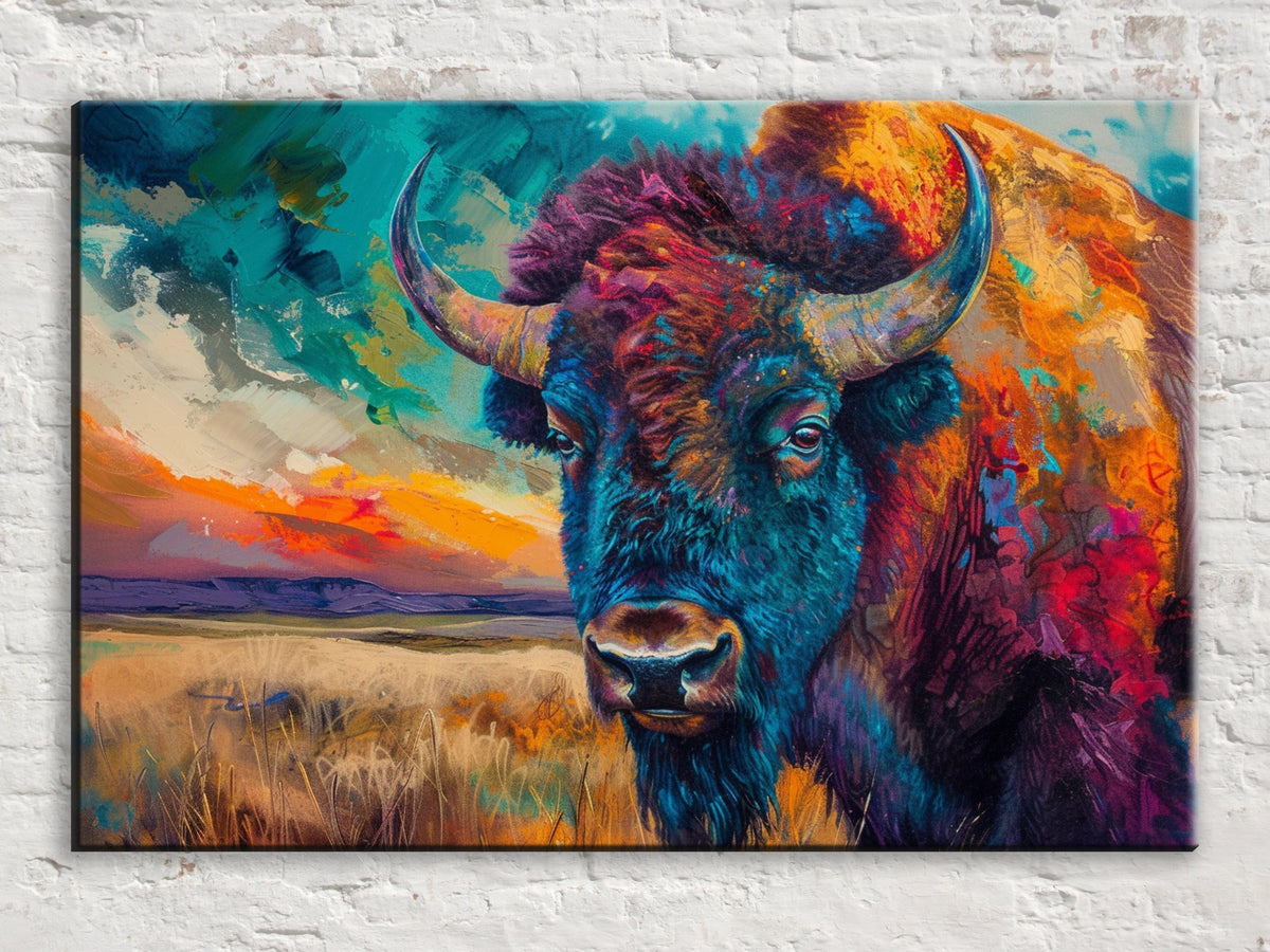Vibrant Majestic Bison Digital Artwork
