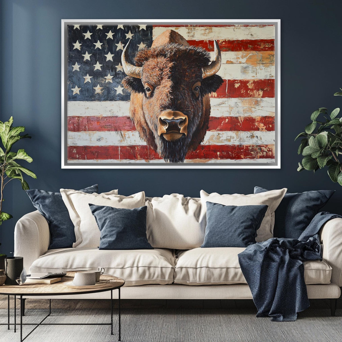 American Bison Grunge Flag Digital Artwork
