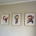 Watercolor Cute Ninja Trio Digital Artwork