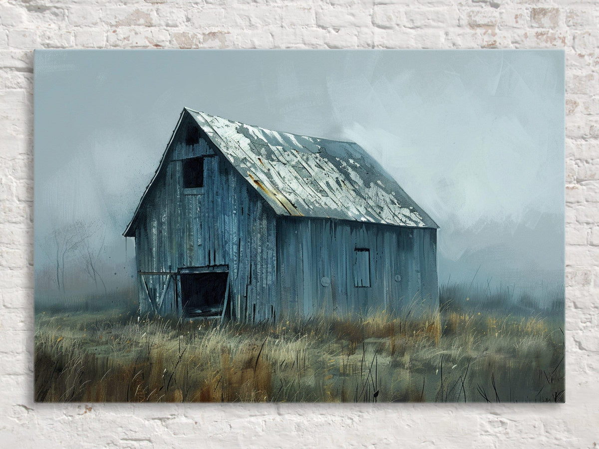 Rustic Blue Barn Digital Artwork