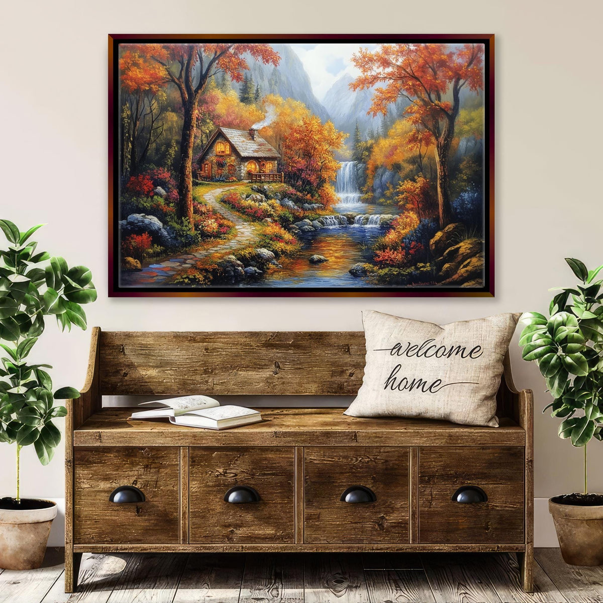 Autumn Mountain Cabin Digital Art