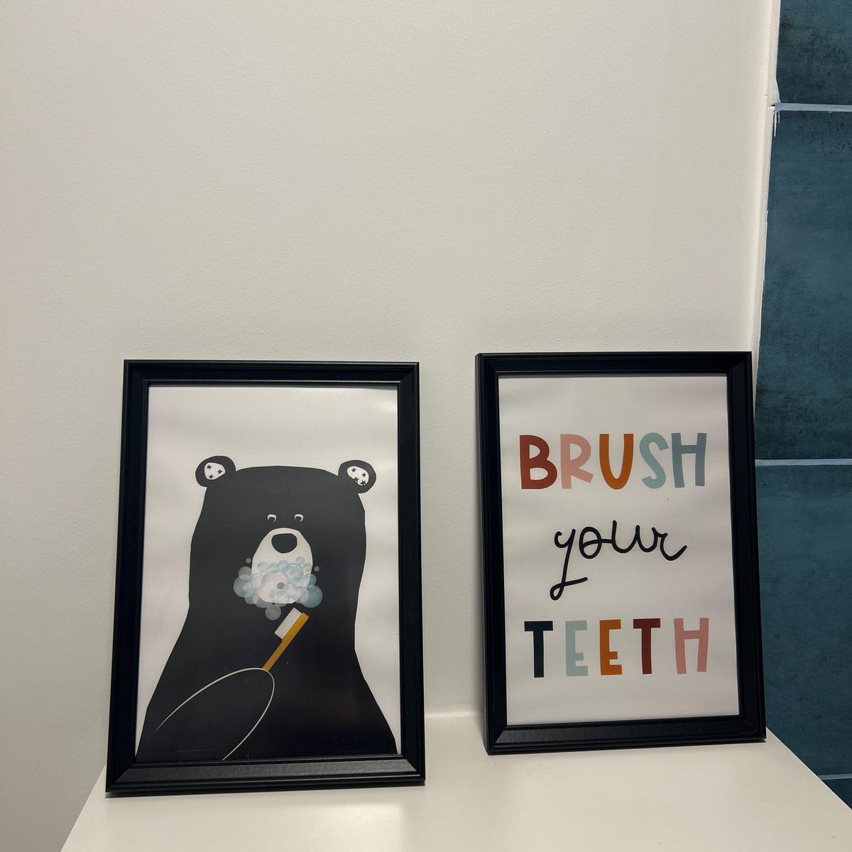 Brush Your Teeth Bear Bathroom Digital Art Set