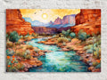 Desert Oasis Watercolor Landscape Digital Download