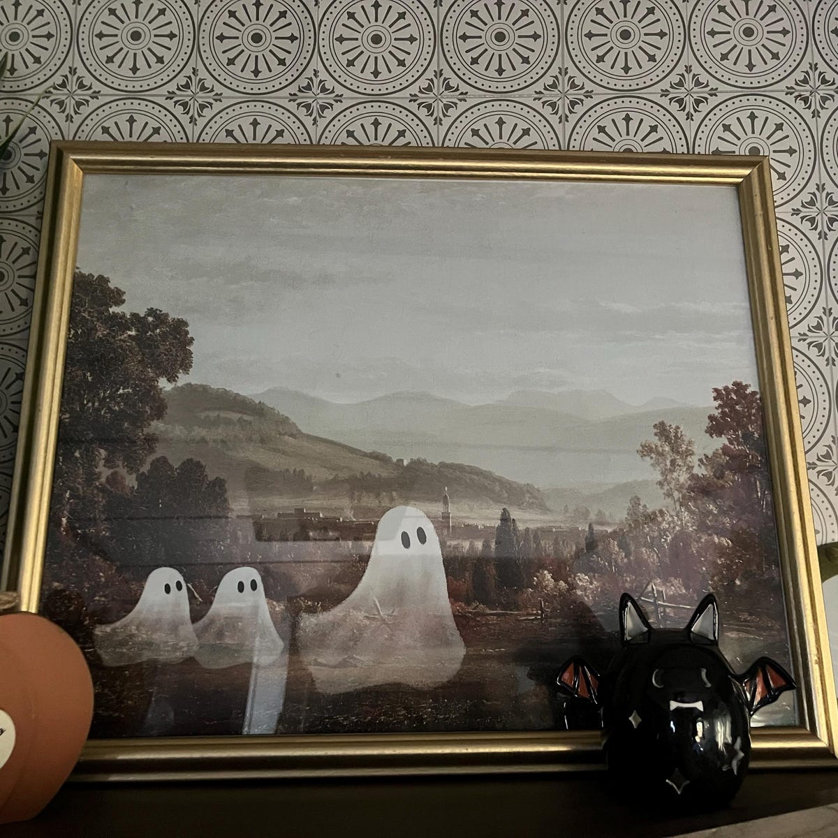 Vintage Landscape with Friendly Ghosts Digital Art