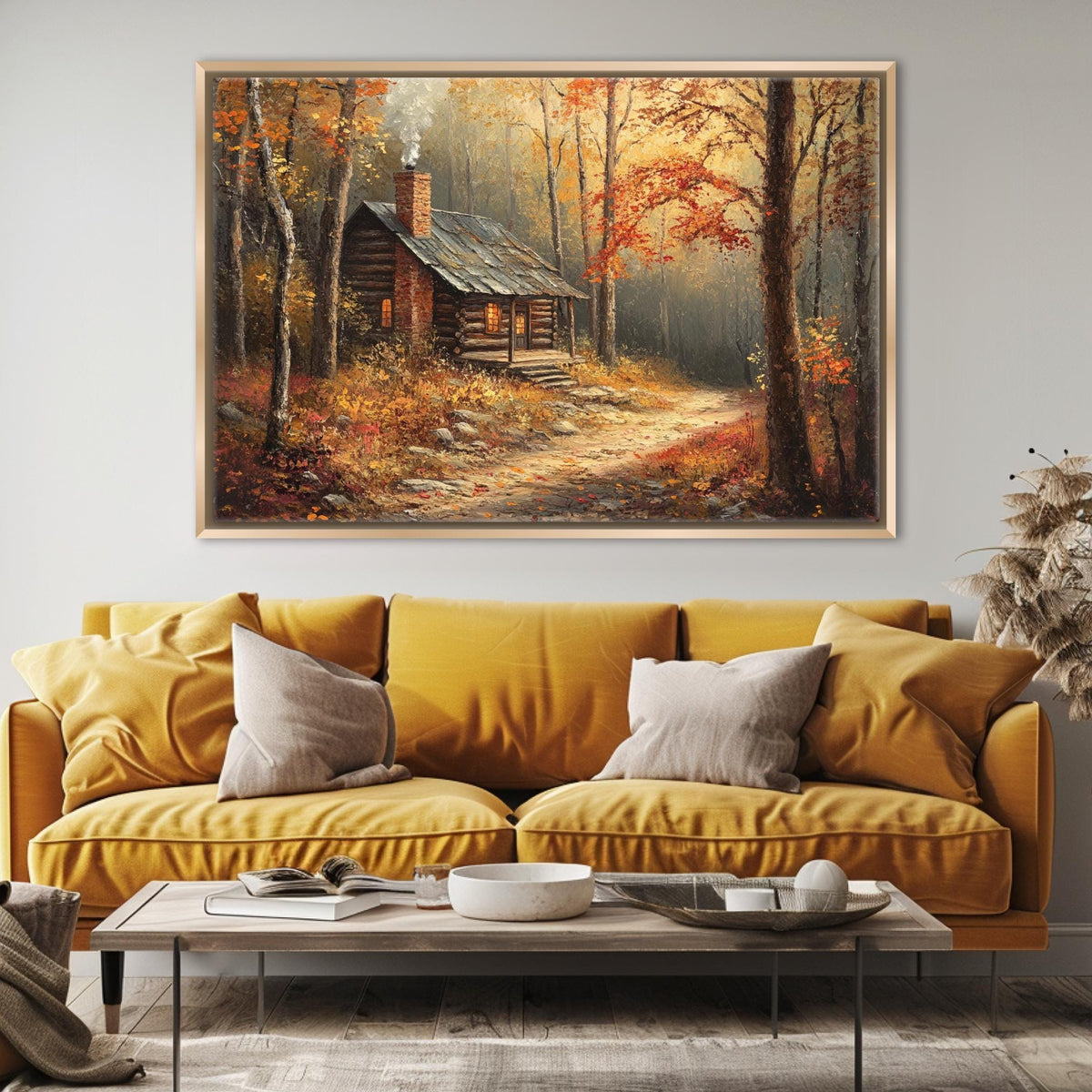 Autumn Cabin in the Woods Digital Artwork