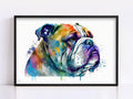 Vibrant Watercolor Bulldog Digital Artwork