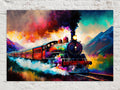 Vibrant Steam Train Journey Digital Artwork