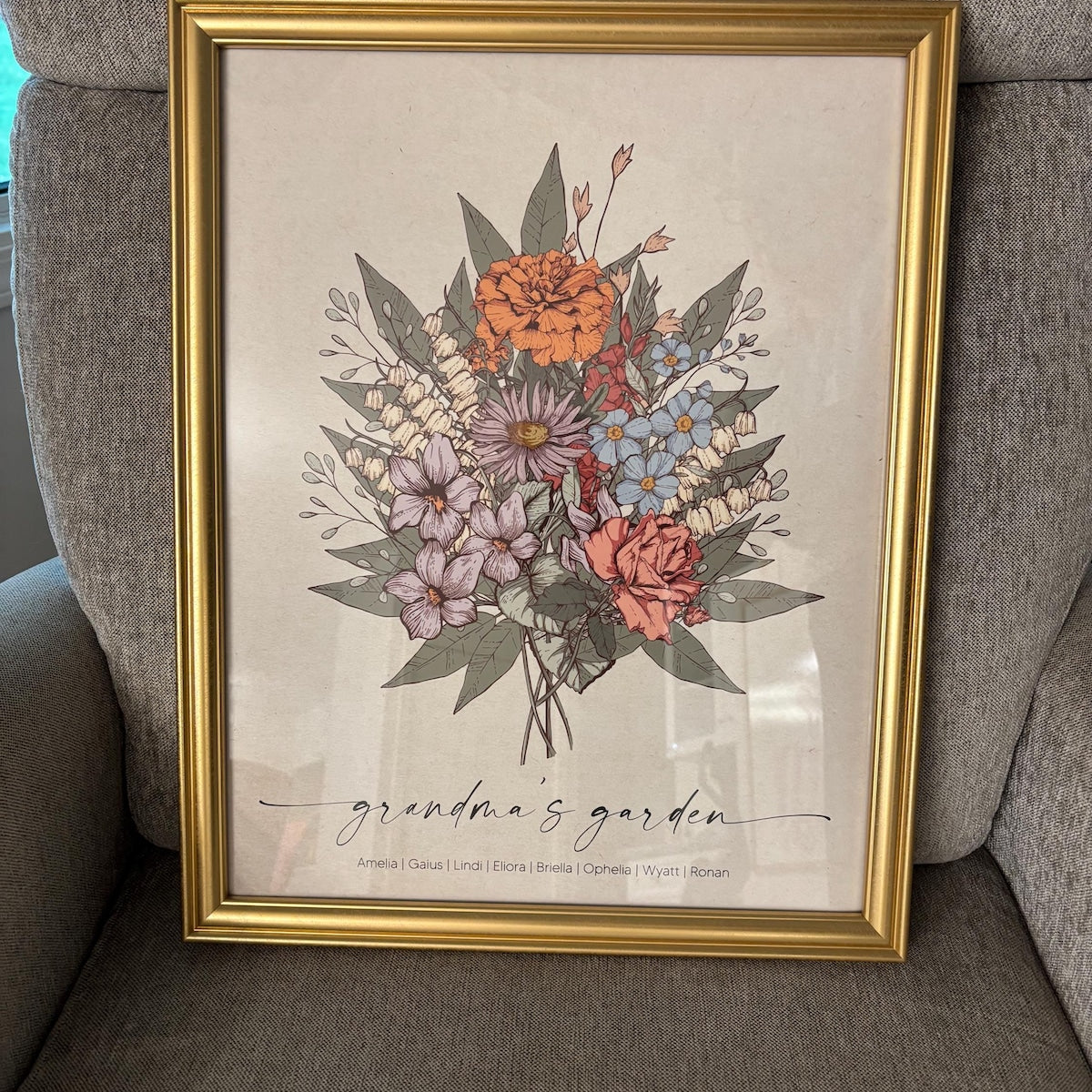 Grandmas Garden Personalized Floral Bouquet Digital Art