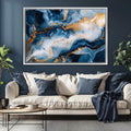 Blue and Gold Abstract Marble Digital Artwork