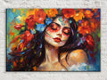 Vibrant Floral Portrait Digital Art